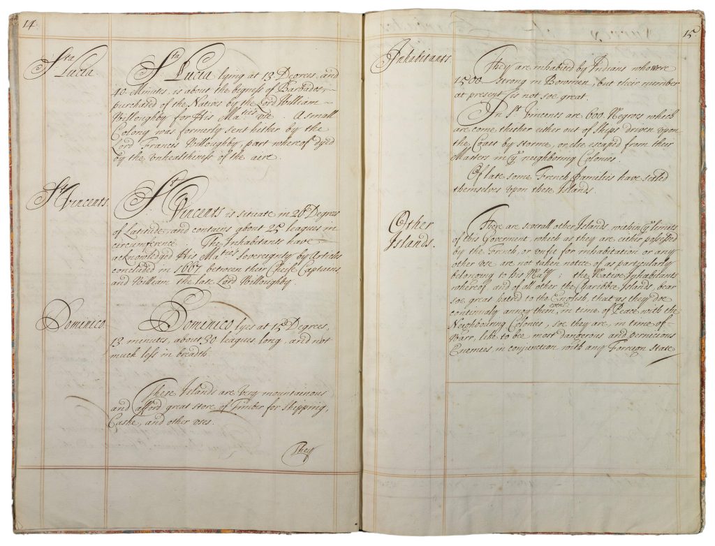 Manuscript with notes on the government of Barbados.
