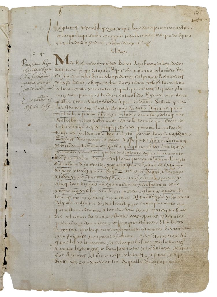 Manuscript of a decree dictated by Philip II of Spain.