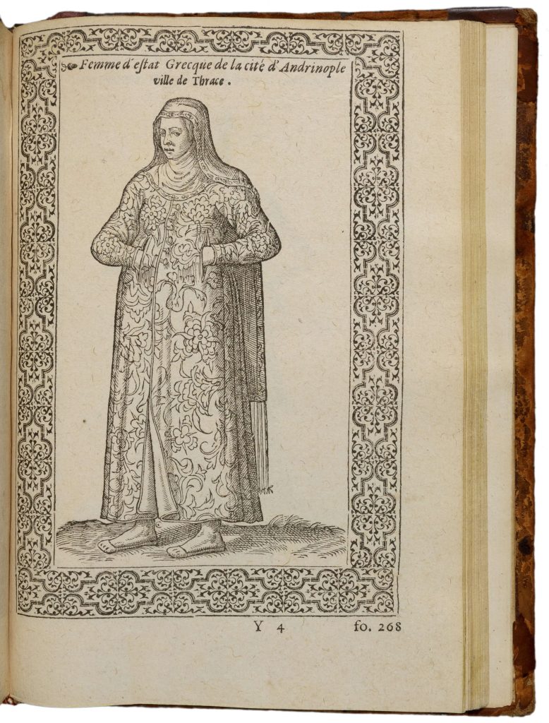 Engraving of a Christian gentlewoman wearing a tunic and long head piece.